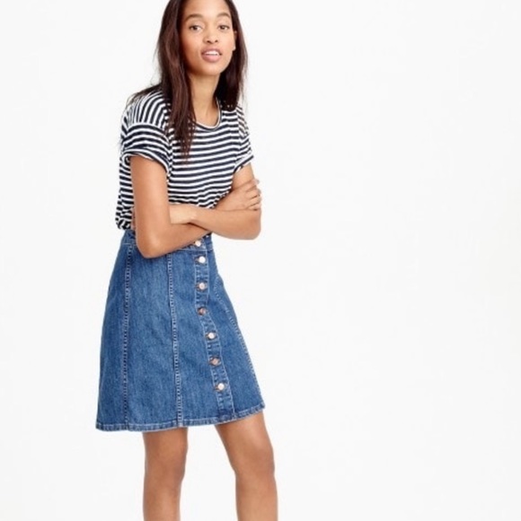 J. Crew Dresses & Skirts - J. Crew Button Front Denim Knee Length Skirt